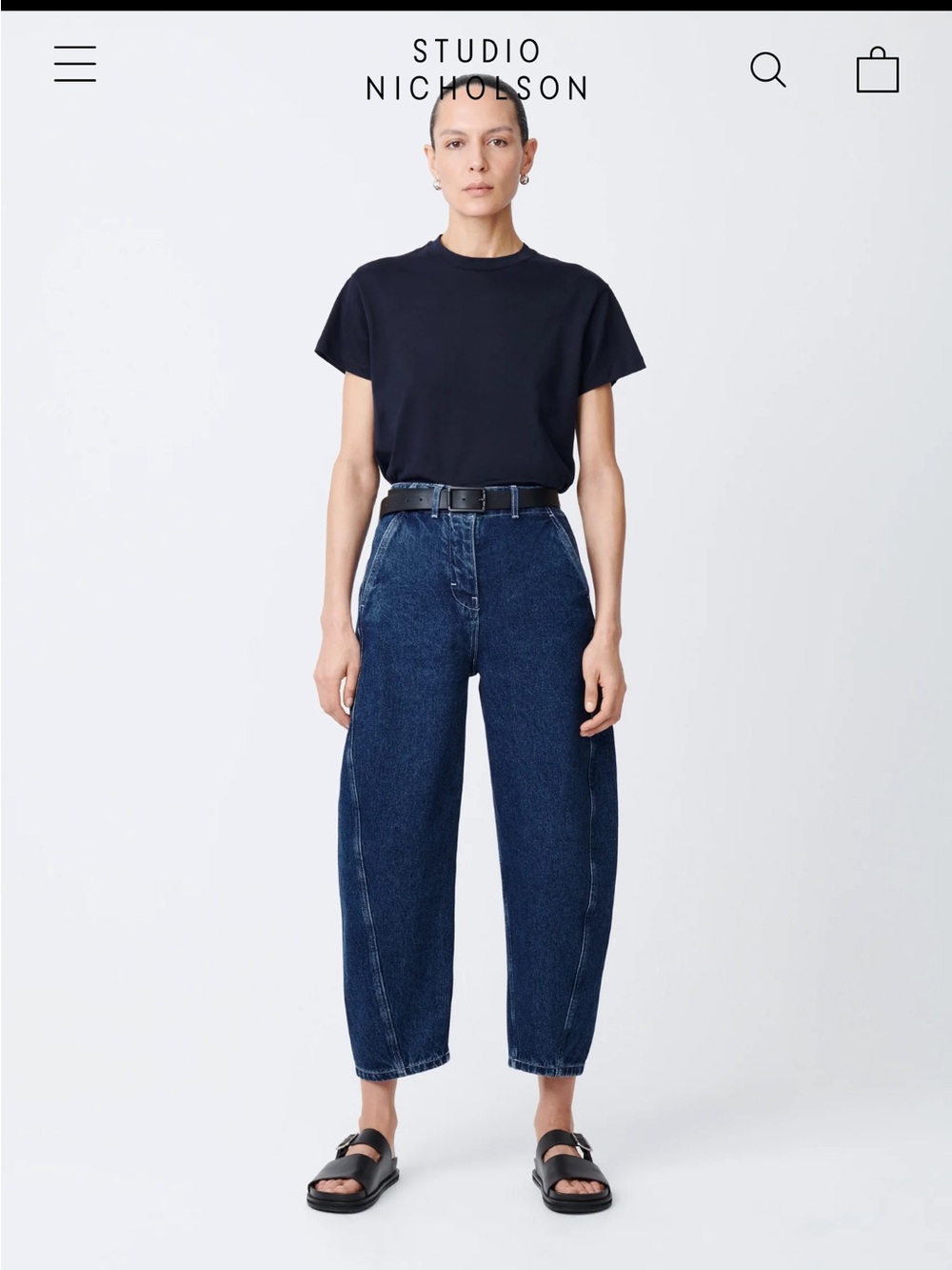 Studio Nicholson Ackerman Barrel Voluminous Crop Denim Cream Jeans, UK/8, U.S./4